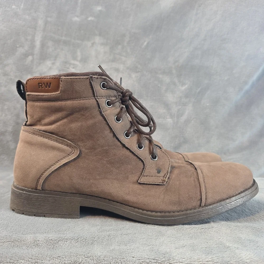 Robert Wayne Jaron Men's Dress Boots Brown Size US 12D Lace With Side Zip